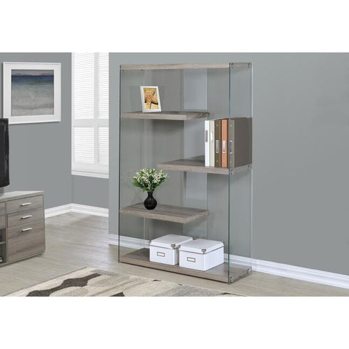 Dark Taupe Glass Bookcase